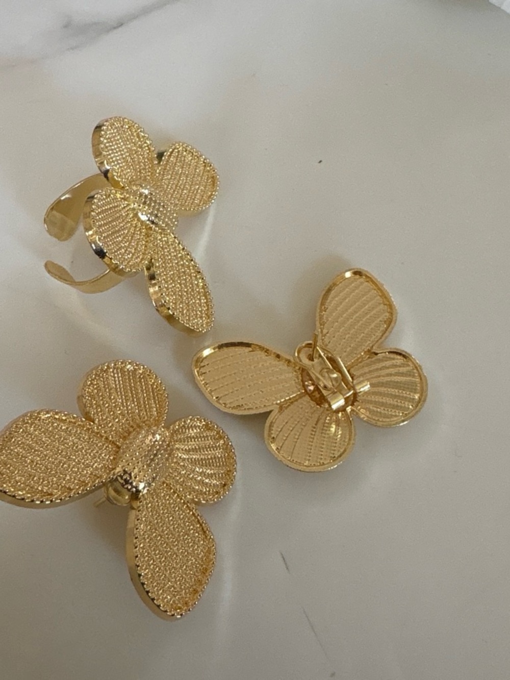 Gold Butterfly Hair Clips Set - 3 Pieces